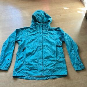 Marmot Kids Aqua Blue Lightweight Rain Jacket Youth XL Hood Zippered Pockets
